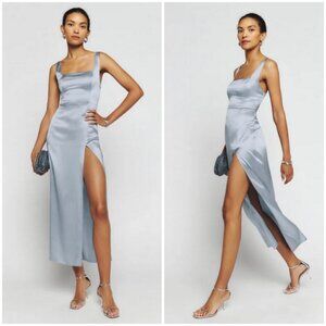 💕REFORMATION💕 Solay Silk Dress ~ Mineral 10 NWT